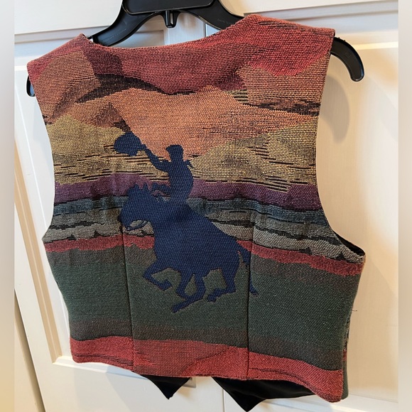 Sharon Young vintage Southwest cowboy on horseback Vest - Picture 14 of 15